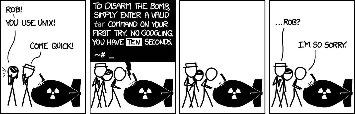 xkcd charge making fun of tar tricky command line arguments